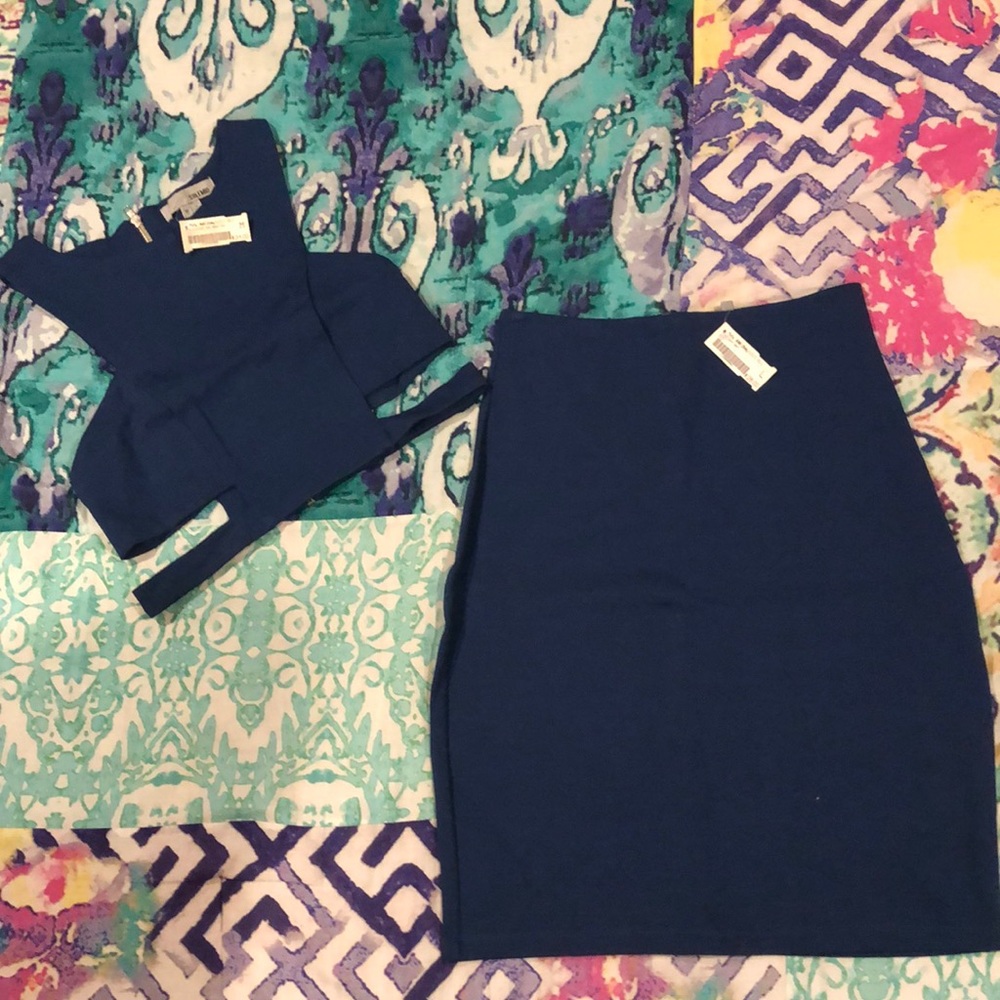 Solemio Blue Co-Ord Top and Skirt